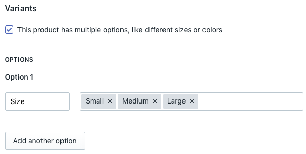 Shopify only allows you to add 3 product options