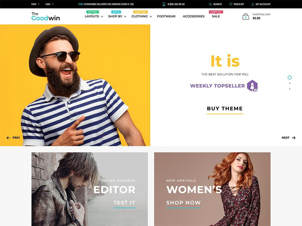 Goodwin theme is well known for its ready-made layouts and templates
