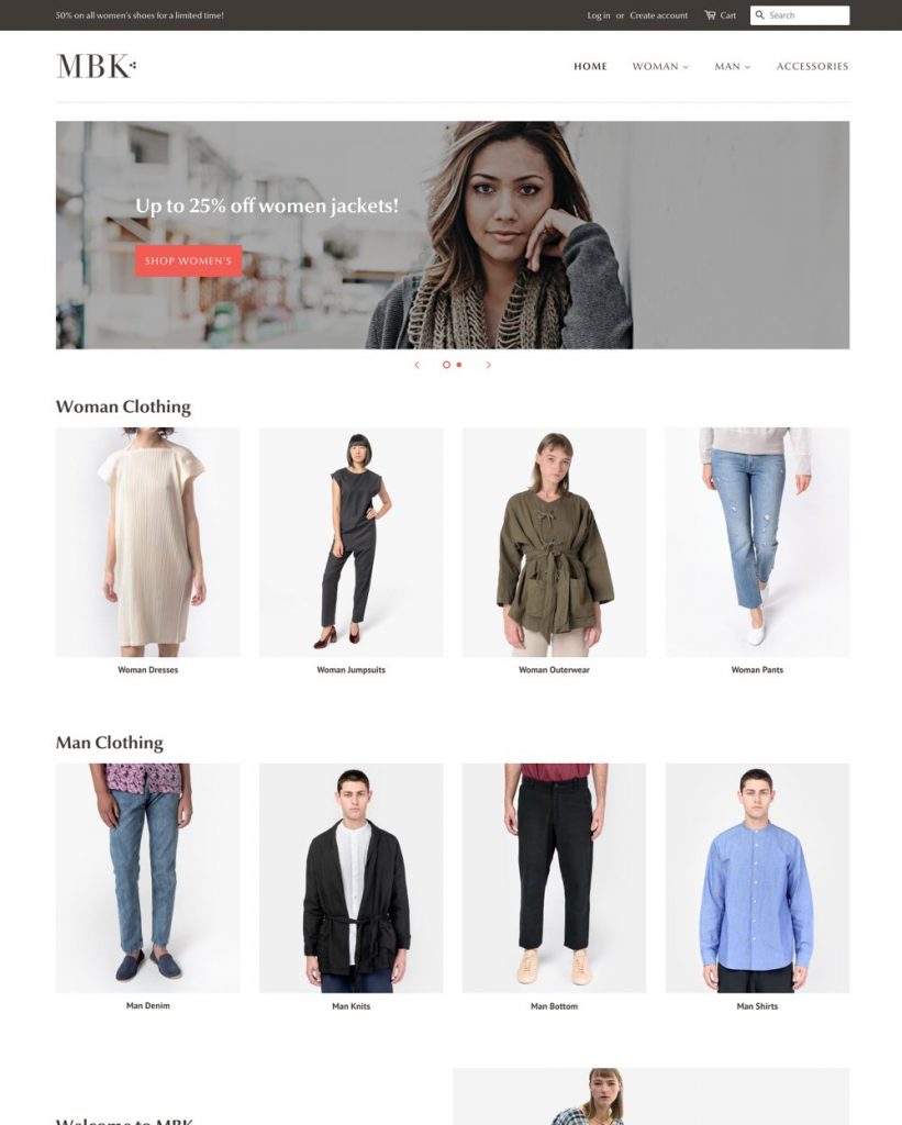 Minimal is a free theme offered by Shopify.