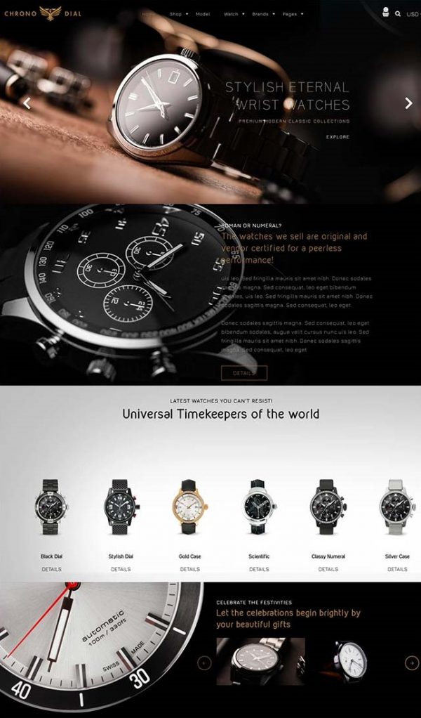Chrono Dial is an elegant theme that brings out fancy feelings for customers