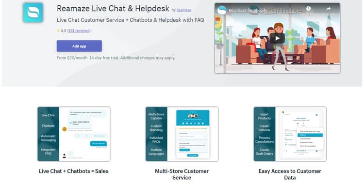 Reamaze Live Chat & Helpdesk as one of the best shopify live chat apps