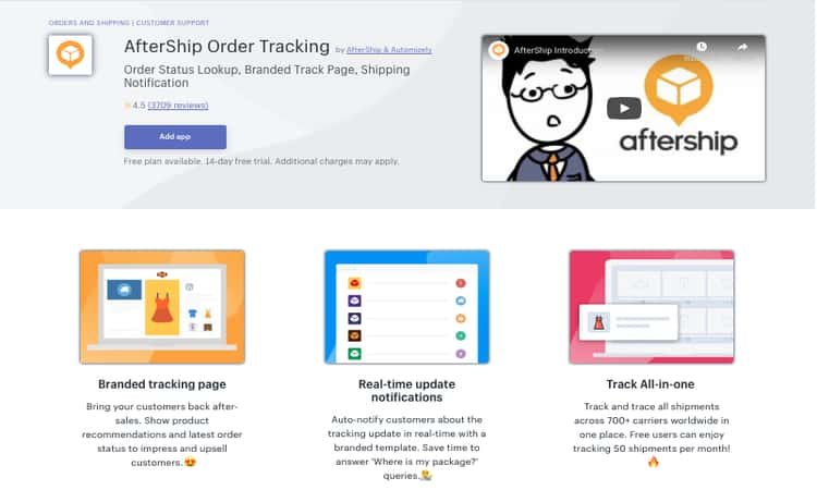 Aftership - best shopify shipping apps