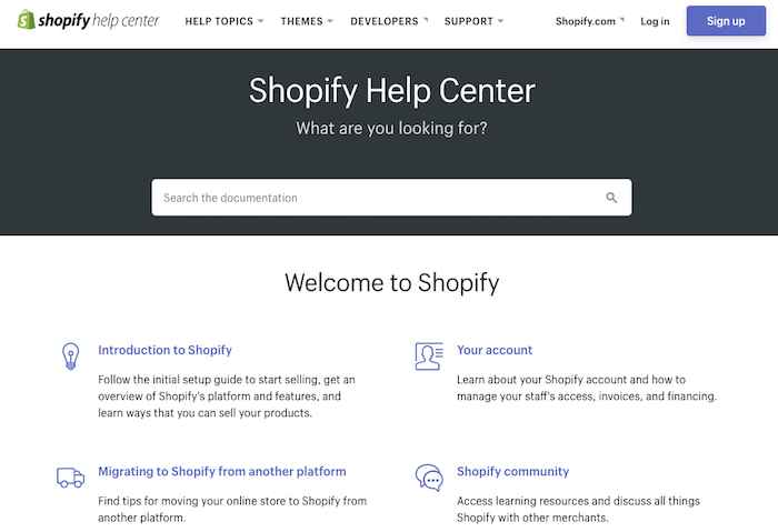 Shopify’s help center