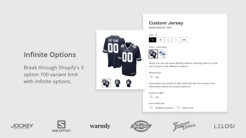 Shopify product options app - Variant option product options