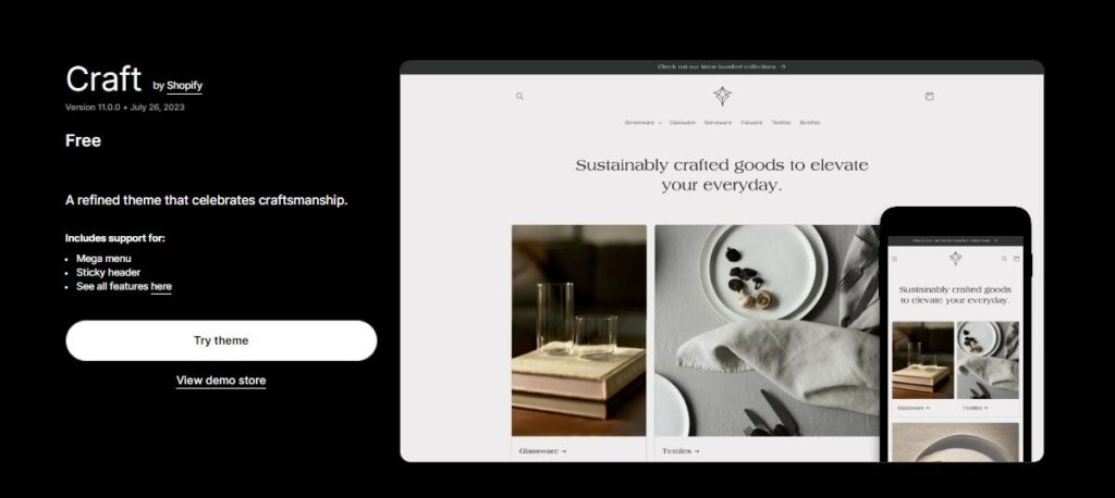 Craft Theme Shopify: Great Theme for Online Store Starters